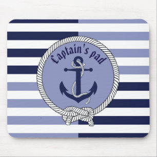 Nautical Anchor/Seaman's knot/Captain/stripes Mouse Mat