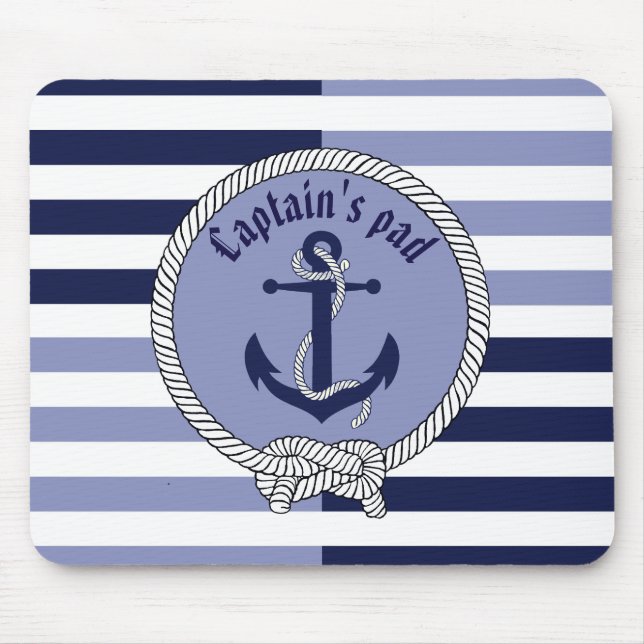 Nautical Anchor/Seaman's knot/Captain/stripes Mouse Mat (Front)