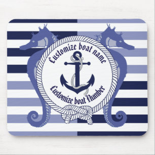Nautical Anchor/Seaman's knot/Customise name, # Mouse Mat