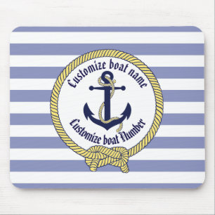 Nautical Anchor/Seaman's knot/Customise name, # Mouse Mat