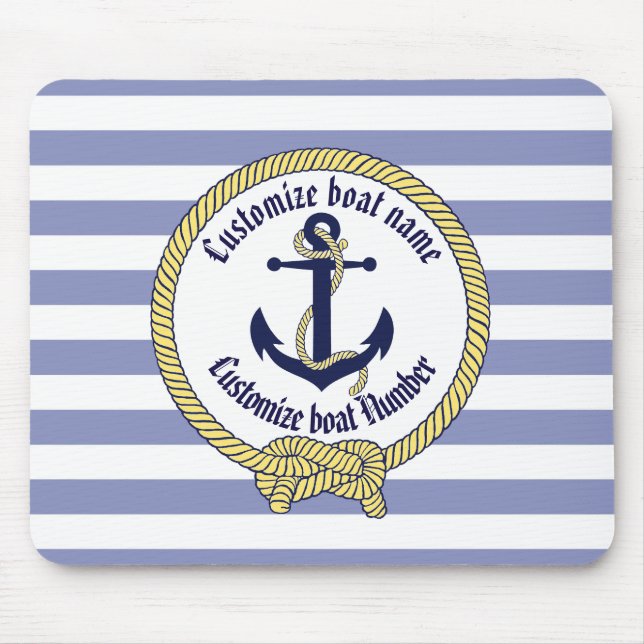 Nautical Anchor/Seaman's knot/Customise name, # Mouse Mat (Front)