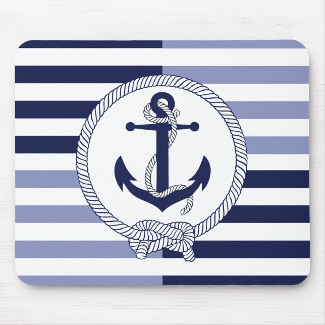 Nautical Anchor/Seaman's knot/Customise name, # Mouse Mat (Front)