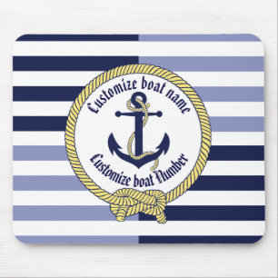 Nautical Anchor/Seaman's knot/Customise name, # Mouse Mat