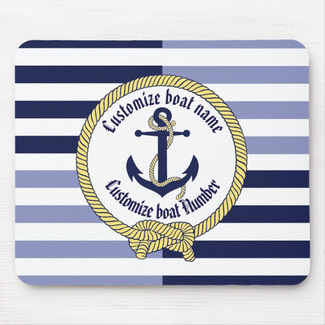 Nautical Anchor/Seaman's knot/Customise name, # Mouse Mat (Front)