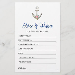 Nautical Anchor shower Advice & Wishes card