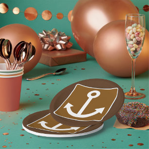 Nautical Anchor Sign Paper Plate