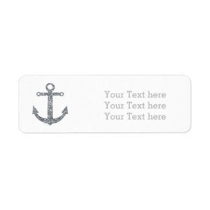 Nautical Anchor Silver Glitter Glam Address Labels