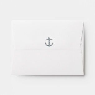 Nautical Anchor Silver Glitter Invitation Envelope