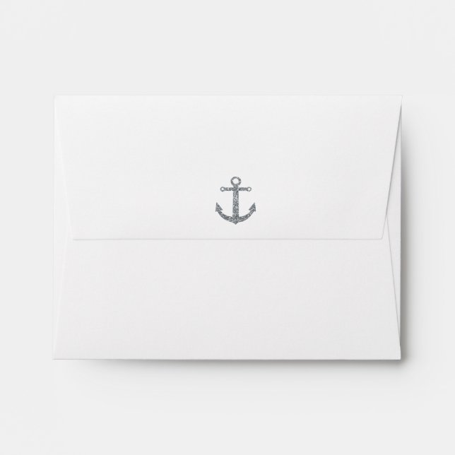 Nautical Anchor Silver Glitter Invitation Envelope (Back (Top Flap))
