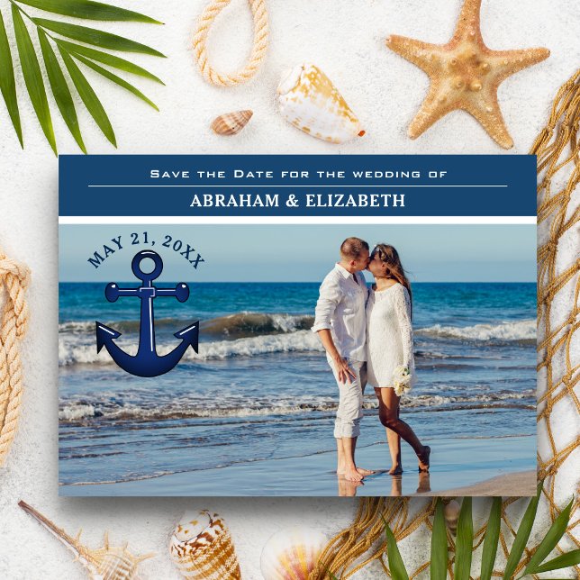 Nautical Anchor Simple Typography Save the Date (Creator Uploaded)