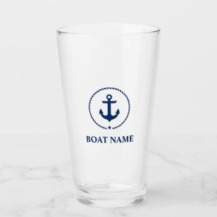 Nautical Anchor Star Boat Name Glass