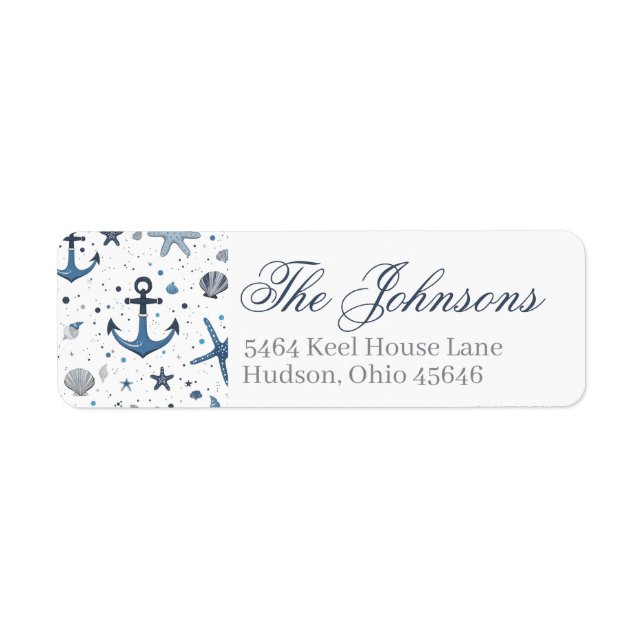 Nautical Anchor Starfish Beach Return Address  (Front)