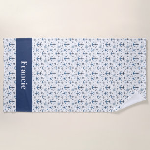 Nautical Anchor Starfish Beach Towel
