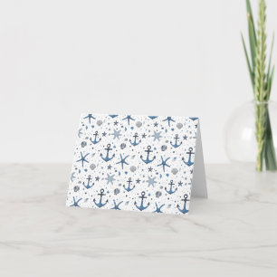 Nautical Anchor Starfish Blue and White Notecard