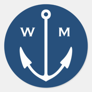 Nautical anchor stickers with monogram