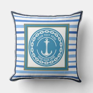 Nautical Anchor Striped Coastal Cushion