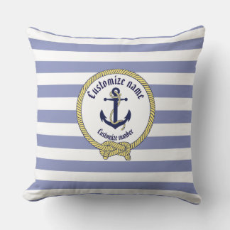 Nautical anchor/stripes/customise name & # cushion