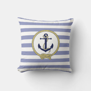 Nautical anchor/stripes/Nautical seaman knot Cushion