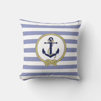Nautical anchor/stripes/Nautical seaman knot Cushion