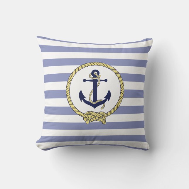 Nautical anchor/stripes/Nautical seaman knot Cushion (Front)