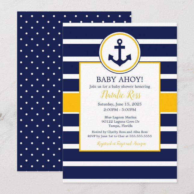 Nautical Anchor Summer Ahoy! Baby Shower Invitation (Front/Back)