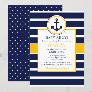 Nautical Anchor Summer Ahoy! Baby Shower Invitation