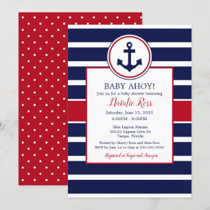 Nautical Anchor Summer Ahoy! Boy Baby Shower Invitation
