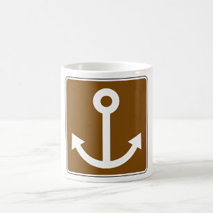 Nautical Anchor Symbol Brown Marina Sign Coffee Mug