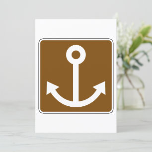 Nautical Anchor Symbol Brown Marina Sign Invitation