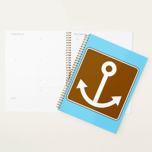 Nautical Anchor Symbol Brown Marina Sign Planner