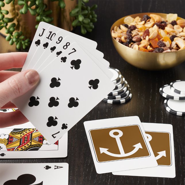 Nautical Anchor Symbol Brown Marina Sign Playing Cards (Creator Uploaded)