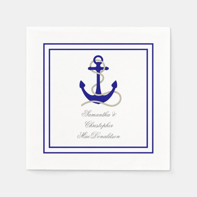 Nautical anchor themed wedding napkin (Front)