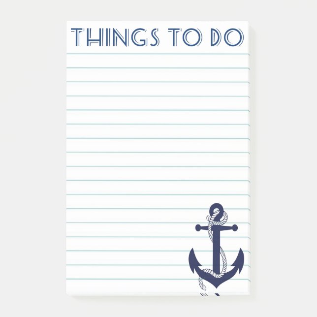 Nautical Anchor Things to Do Post It Notes (Front)