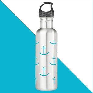 Nautical Anchor Turquoise Pattern 710 Ml Water Bottle