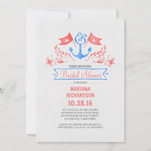 Nautical anchor vintage beach bridal shower invitation