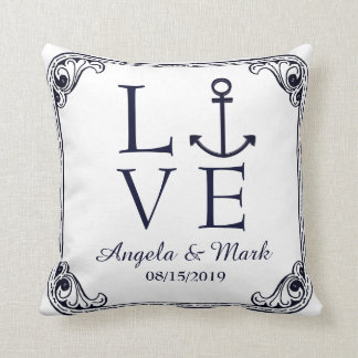 Nautical Anchor Vintage Decor Love Personalised Cushion
