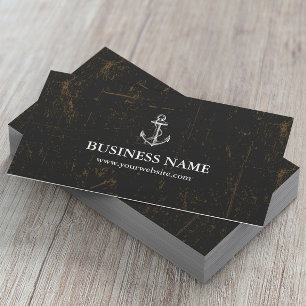 Nautical Anchor Vintage Grunge Dark Business Card