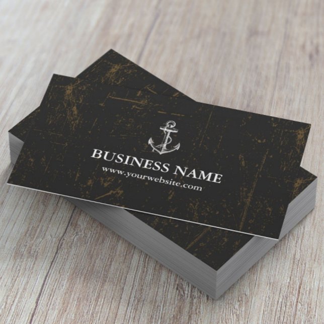 Nautical Anchor Vintage Grunge Dark Business Card (Creator Uploaded)