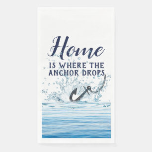 Nautical Anchor Water Splash and Quote Napkin