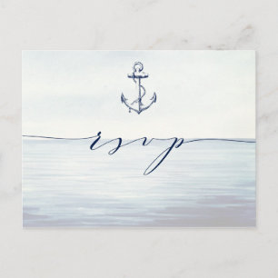 Nautical Anchor Watercolor Ocean Meal Choice RSVP Postcard