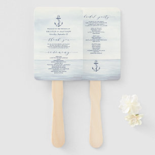 Nautical Anchor Watercolor Ocean Wedding Hand Fan