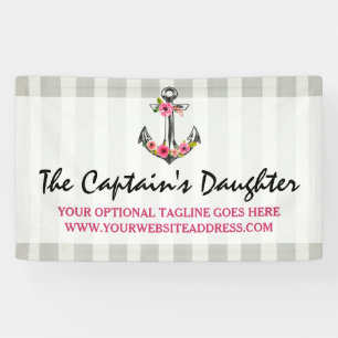 Nautical Anchor Watercolor Roses Beach Boutique Banner