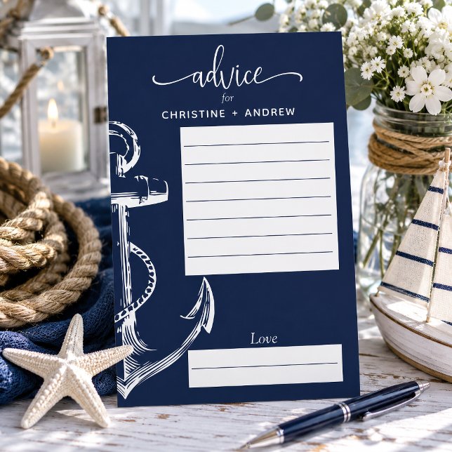 Nautical Anchor Wedding Advise Navy (Allow your guests to fill out advice cards to give you some wisdom going into your marriage.
)