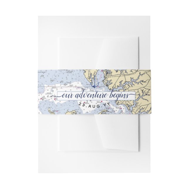 #Nautical Anchor #Wedding Annapolis Maryland Invitation Belly Band (Front Example)