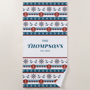 Nautical Anchor Wedding Anniversary Gift Idea Beach Towel