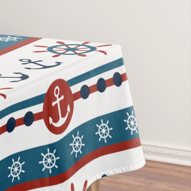 Nautical Anchor Wedding Anniversary Gift Idea Tablecloth (In Situ)