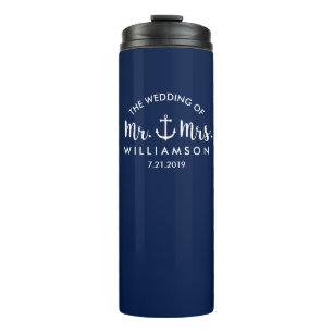 Nautical Anchor Wedding Bridal Party Favour Thermal Tumbler