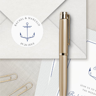 Nautical Anchor Wedding Classic Round Sticker