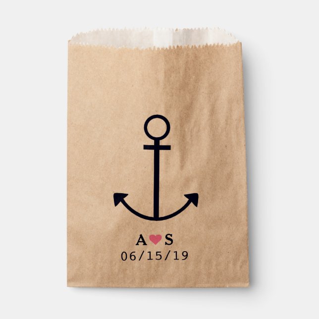 Nautical Anchor Wedding Favour Bags Personalised (Front)