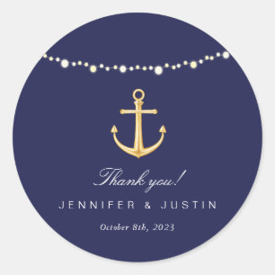 Nautical Anchor Wedding Favour Thank You Stickers
